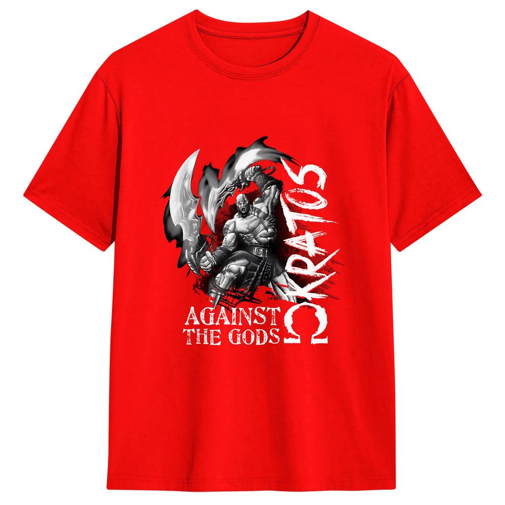 God Of War Kratos Tshirt Beach Harajuku T Shirts Couple Cotton O Neck Plus Size Clothing Short Sleeve Vintage Tops