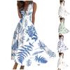 Женское длинное платье Платье макси Повседневное платье Летнее повседневное платье без рукавов с v-образным вырезом в стиле бохо с талией и принтом