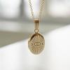 Evil Eyes Oval Photo Frame Necklace Opening Closing Photo Album Necklace  For Woman Girls