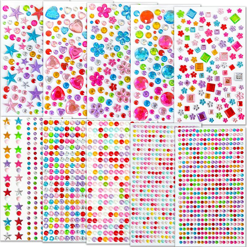 10-Piece set of gemstone stickers children's diamond stickers acrylic crystal stickers DIY 3D decorative rhinestones girl colorful handicrafts (20 ×