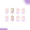 24Pcs French Lavender Glossy Press On Nail Winter Floral False Nail Durability ABS False Nail For Women Party