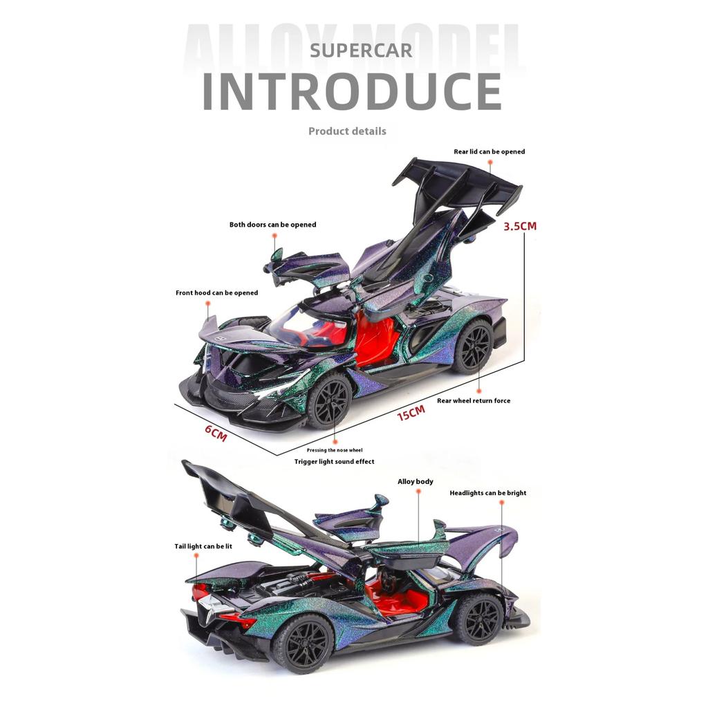 1/32 Apollo IE Миниатюрная модель автомобиля из литого сплава Металл Звук и Свет Мини-Украшение Коллекция Подарок