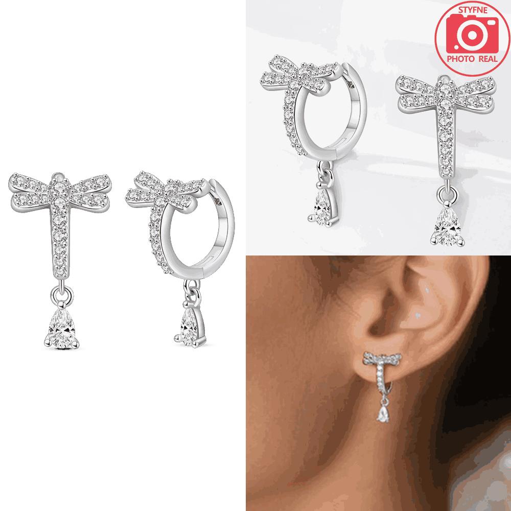 Earring S925 Silver Exquisite Drop Earring Butterfly Cross Design Accessory Jewelry Anniversary Fine Gift
