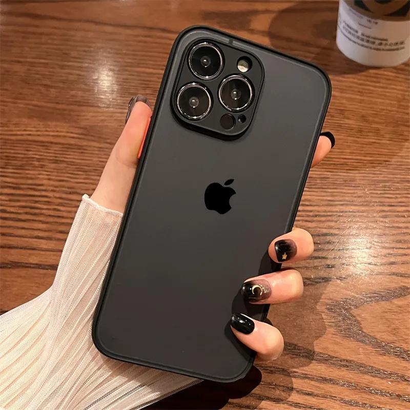 Роскошный ударопрочный матовый чехол для телефона для iPhone 17 16 15 14 13 12 11 Pro Max XR XS X 7 8 Plus Mini SE 2 Бампер Прозрачная крышка