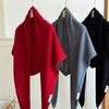 Wool Cashmere Knitted Large Triangle Scarf with Shawl Basic Women's Neck Protector