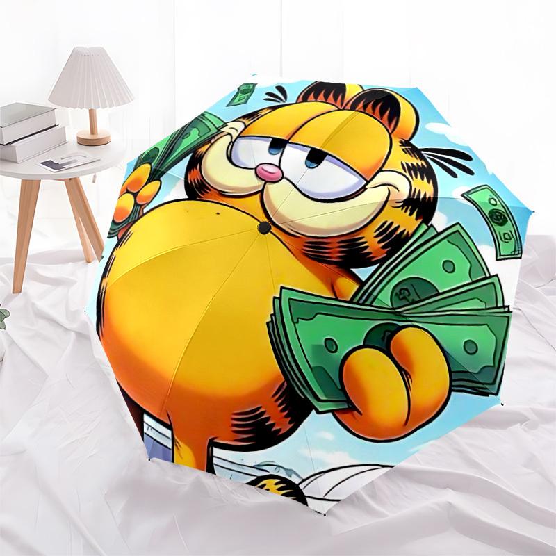 1pc Garfield, Money Automatic Open/Close Umbrella, Lightweight Design for Everyone, Halloween & Christmas Gifts - Ideal for Daily, Formal, Party Use,