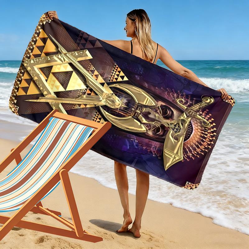 Masonic Freemason Print Beach Towel, Large Soft Quick Dry Towel for Beach Camping Swimming