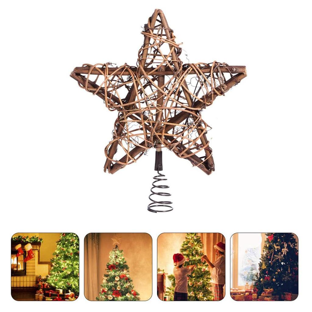 Interesting Christmas Tree Top Decoration, Five Pointed Star Wooden Christmas Top Decoration