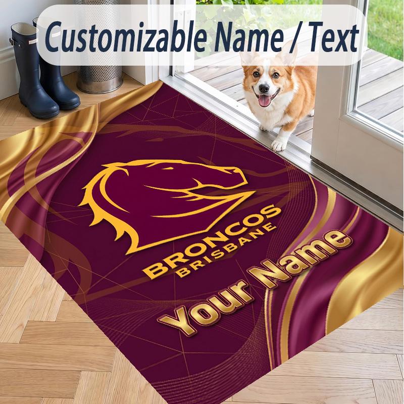 Custom Text Printed Rug Brisbane Broncos Non Slip Floor Carpet For Home Room Decor