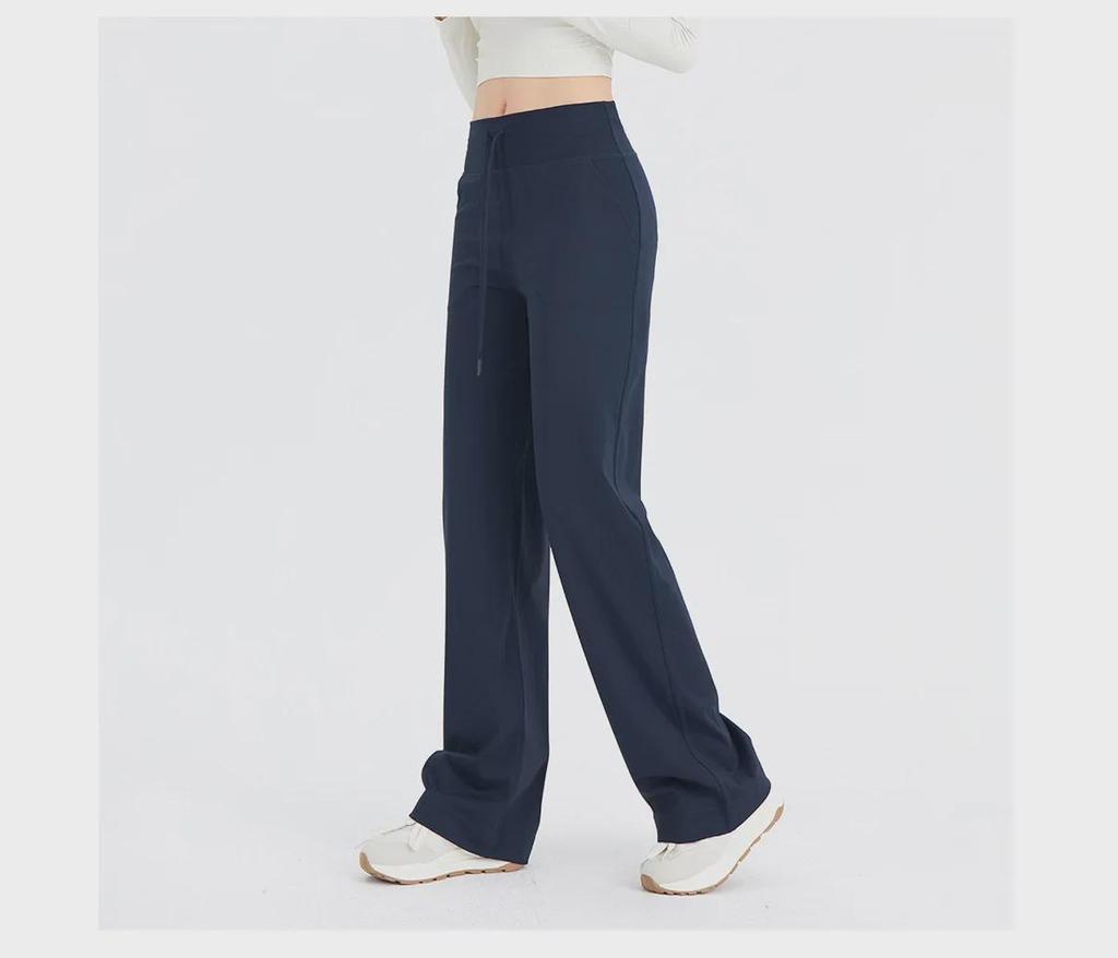 Женские широкие брюки для йоги телесного цвета с высокой талией и шнурком — дышащие, свободный крой для фитнеса