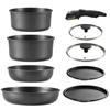 CAROTE Frying Pan 9 Pot PFOS One Year IH Gas Fire Refined Compact Removable Titanium Easy To Black Set, Pieces, Set, PFOA, Free, Warranty, &