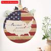 2D плоский 20*20см1шт Ретро стиль Sweet Home узор флага Америки и форма карты Круглый деревянный кулон, Звезды Символ Патриотичное Потрясающее украшение на 4 июля