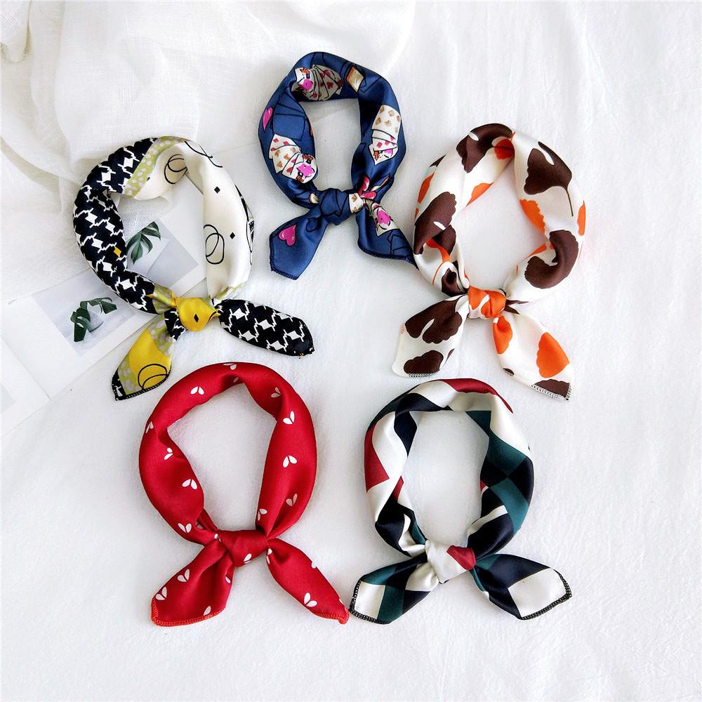 50 шелковых квадратных платков: Универсальные весенне-летние шейные платки для женщин - корейский стиль