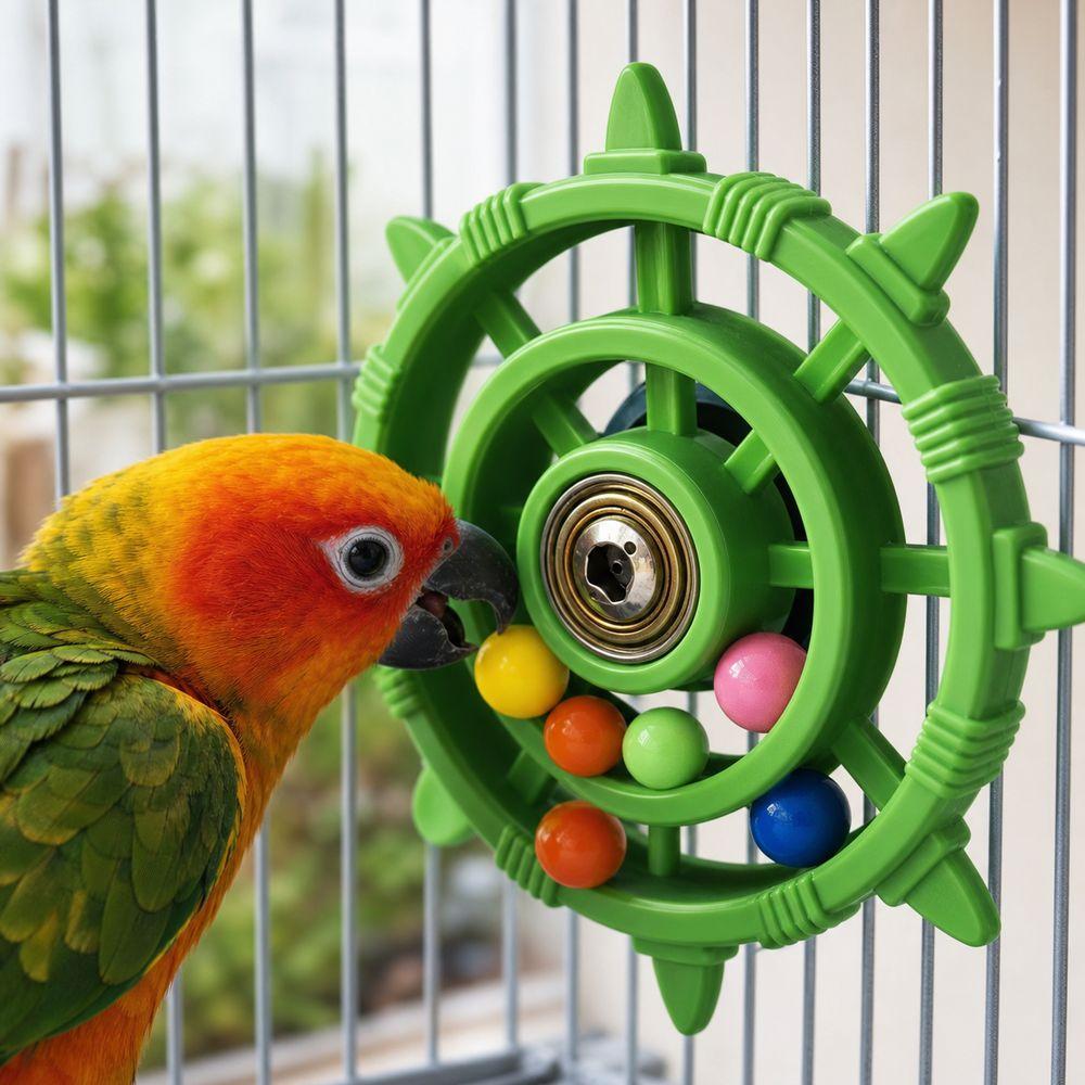 Rudder Shaped Bird Rattle Toy Bite Resistant Parrot Interactive Play  Bird Cage Enrichment