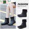 Japanese New Medium Tube Rain Shoes Women's Fashion Water Shoes Outer Wear Medium Tube Water Shoes Adult Short Rain Boots