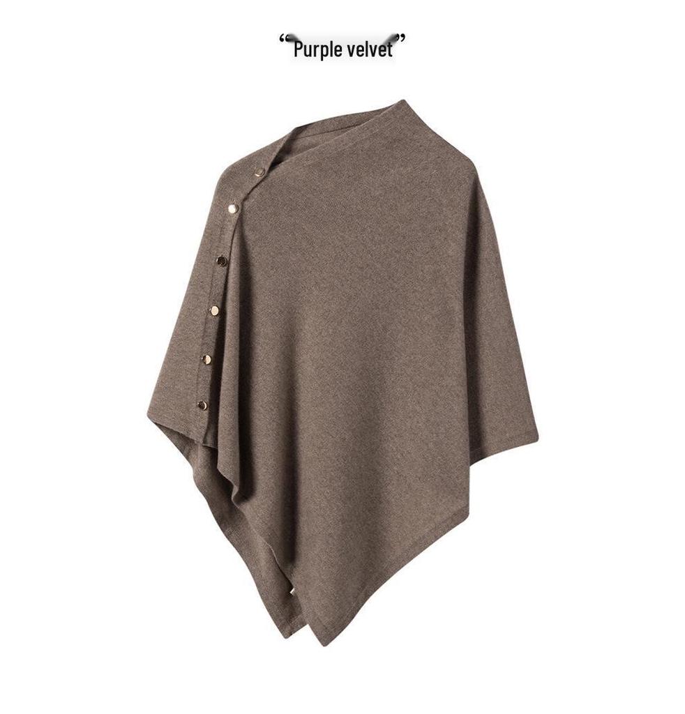 Cashmere Women's Loose-Fit Cardigan with Buckle - Cozy Autumn/Winter Shawl Scarf Coat