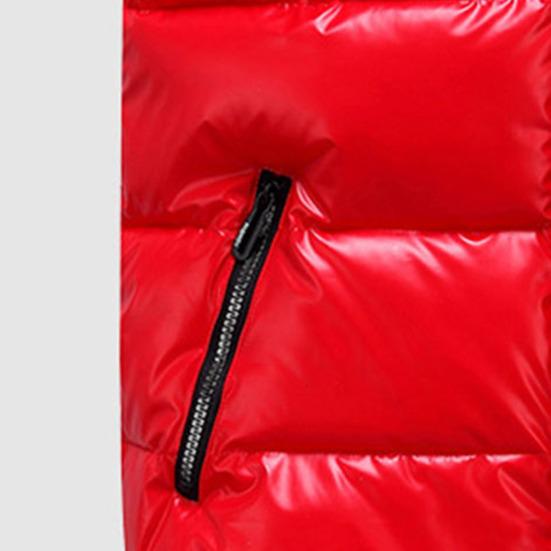 Women Winter Vest Solid Color Hooded Warm Elastic Hem Pockets Bright Color Quilted Vest Waistcoat