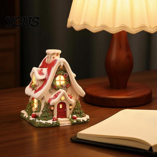 Atmospheric Candlelight Display Piece Christmas Snow House Incense Burner, Backflow Holder, Holiday Ceremony Decoration Items Festive Xmas Desktop