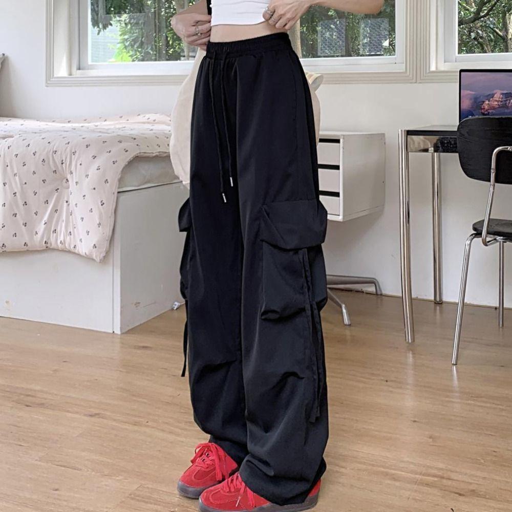 Y2K Wide Leg Sweatpants Drawstring Women Joggers Trousers Casual Baggy Cargo Pants Streetwear
