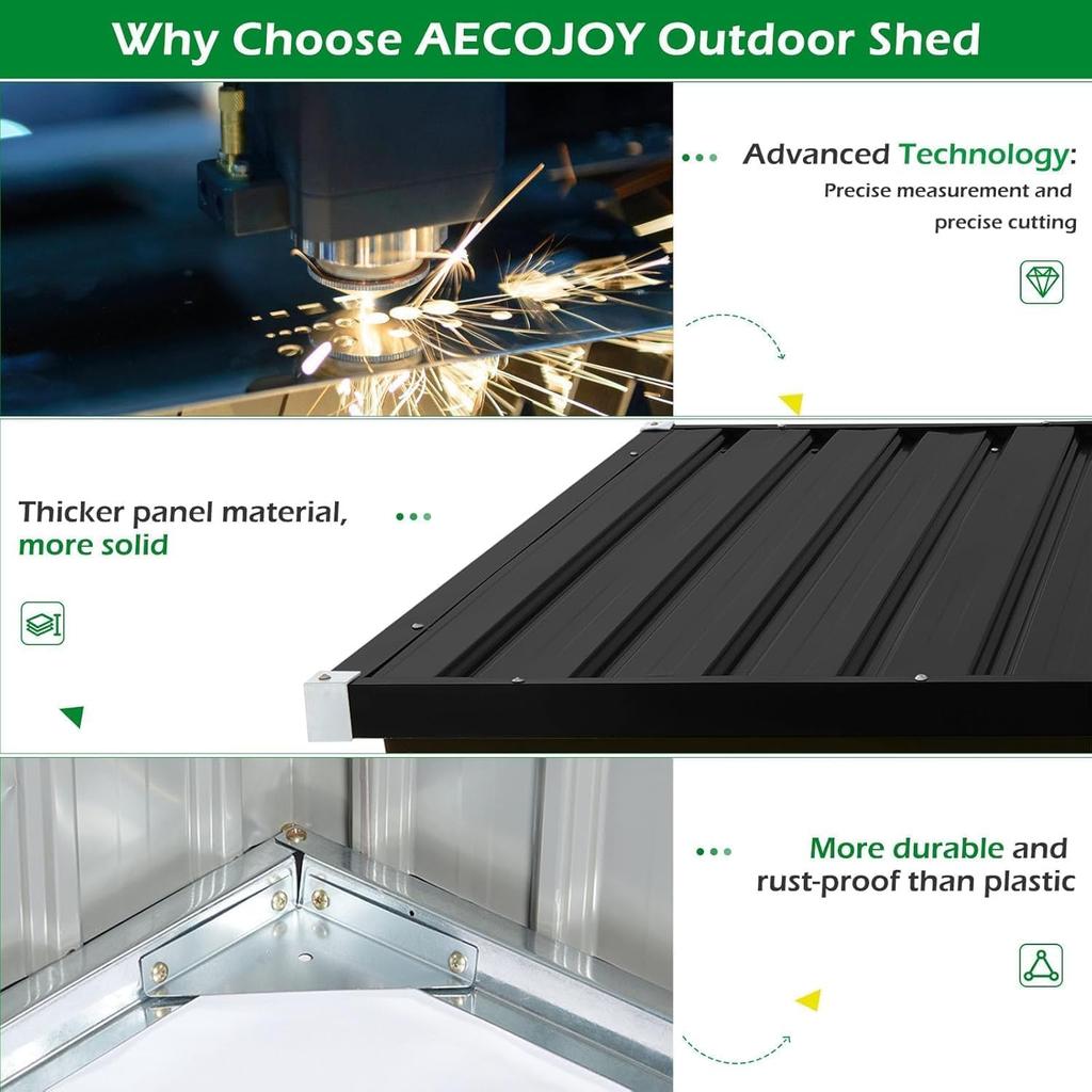 Metal Garden Storage Box Shed, 1.3m² Waterproof Outdoor Tool Organiser with Double Doors, Compact Galvanised Steel Small Sheds for Outside, Gray