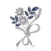 Rhinestone Flower Brooch Bouquet Blue Crystal Corsage Pins Broches Para Ropa Mujer Gift For Women Girls