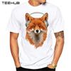 Arrivals TEEHUB Cool Animal Design Men's Fashion Smiling Musical Fox Printed T-shirt