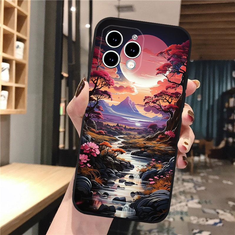 Чехол для телефона с изображением лунного ночного пейзажа для iPhone 15 14 Pro Max 13 12 11 Pro Max XSMax XR 12 13 mini 14 Plus Shell