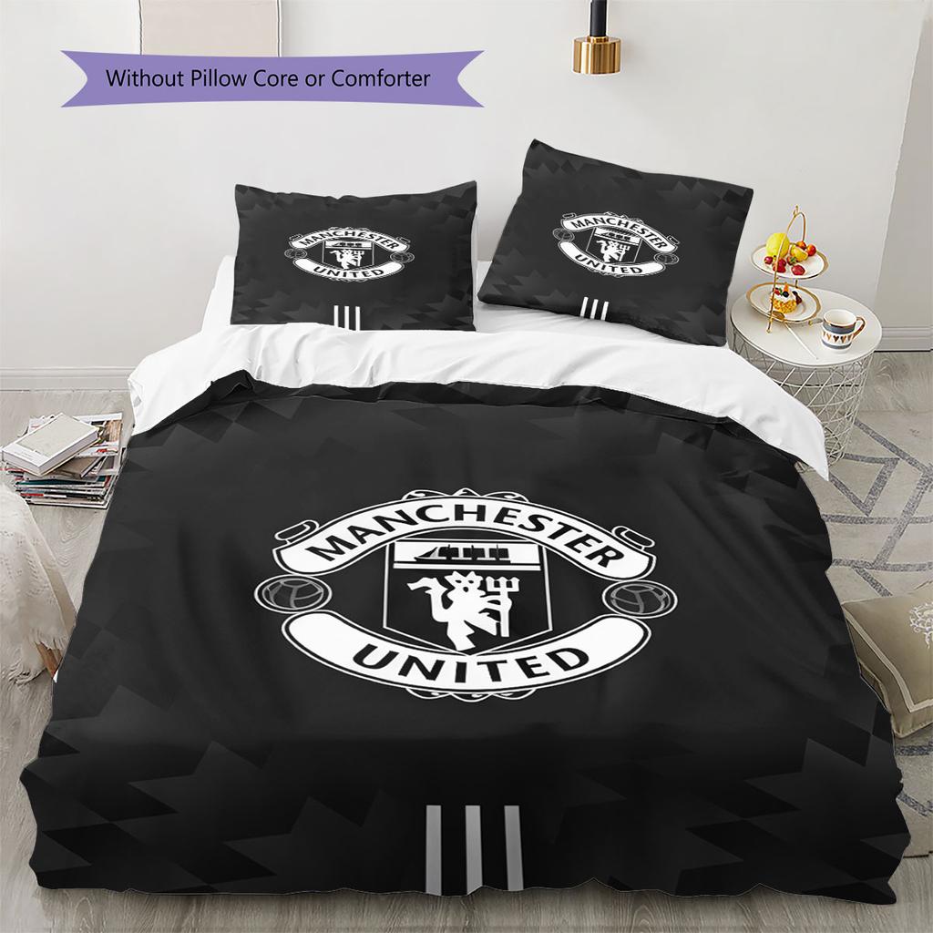 Shiny MUFC Cards Bedding Quilt Set Quilt Cover Pillowcase Home Decoration Birthday Gift (1 * duvet cover + 2 * pillowcase, without core)