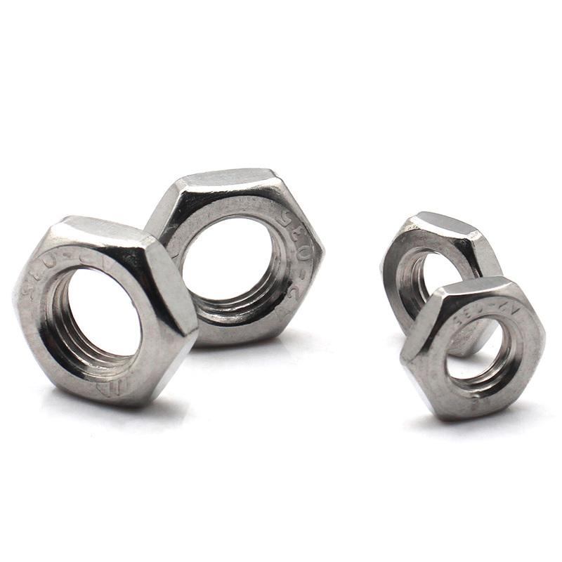 304 Stainless Steel Thin Hex Fine Thread Nuts Metric M4-M24