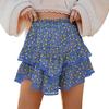 Women Cake Skirt High Waisted Double-Layered Ruffle Bohemian Mini Skirt with Elastic