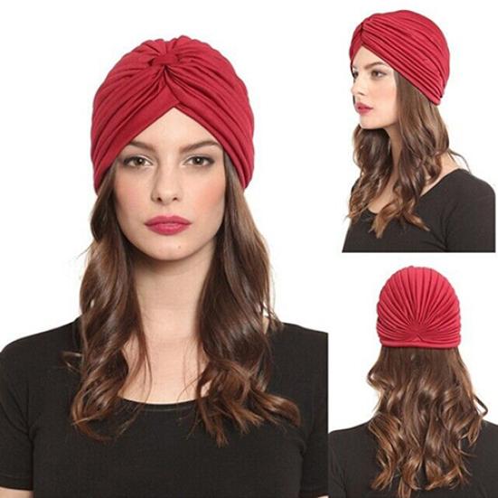 Smart Stretchy Hat Turban Head Wrap Band Chemo Bandana Hijab Pleated Indian