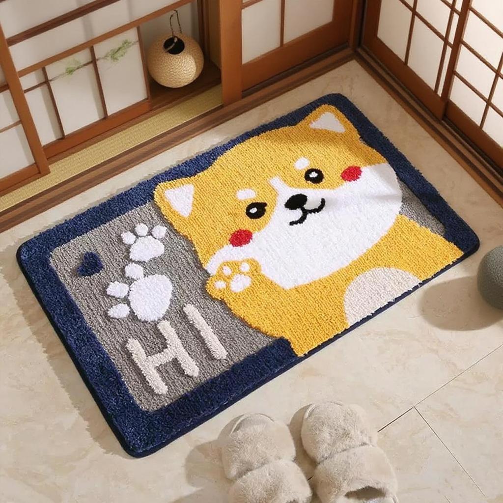 SYitong Entrance Bathroom Bath Mold Washable Cute and Stylish Cat and Dog for Moisture Stylish 45 x 75cm Shiba 40 x Mat, Mat, Mat, Absorbent,