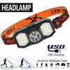 LED Head Torch, USB Rechargeable Headlamp Headlight, Super Bright 800 Lumens COB LED Headtorch, Motion Sensor Head Lamp