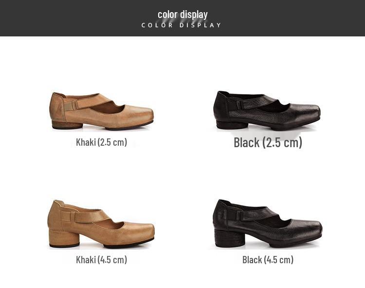 Grape Mom Studio Высококачественные лоферы из лошадиной кожи с квадратным носком и массивным каблуком для женщин - Осенний стиль