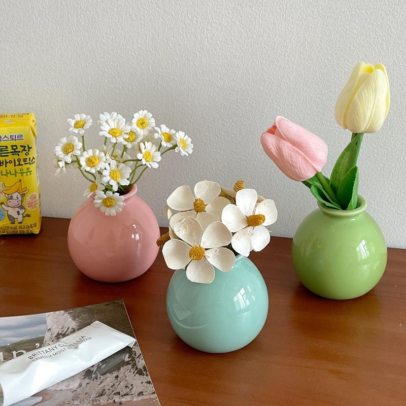 Aesthetic Flower Vases Mini Ceramics Vase Flower Arrangement Vase Nordic Flower Bottle Desktop Ceramic Plant Pot Home Decor