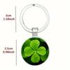 Lucky Four Leaf Clover Pendant Keychain With Zinc Alloy Silver Finish For Gift Giving And Celebration