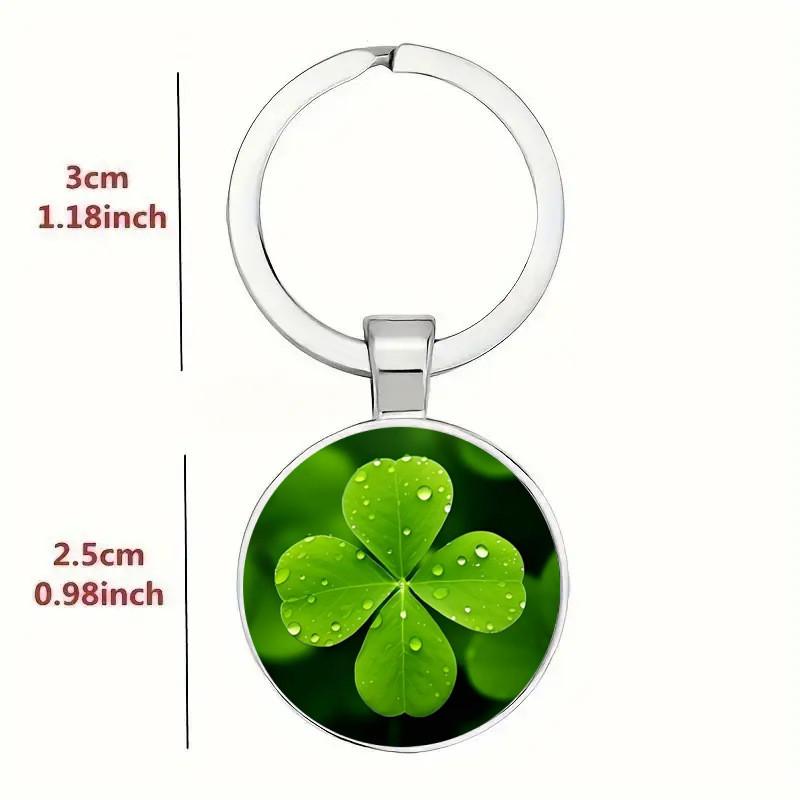 Lucky Four Leaf Clover Pendant Keychain With Zinc Alloy Silver Finish For Gift Giving And Celebration
