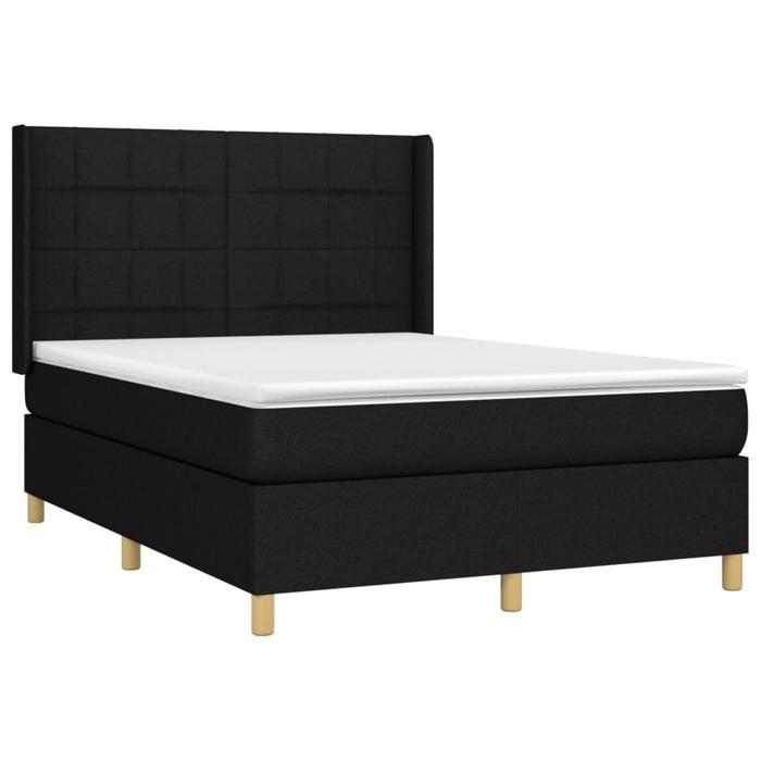 Maison Exclusive - Sommier à lattes de lit matelas et LED Noir 140x200 cm Tissu