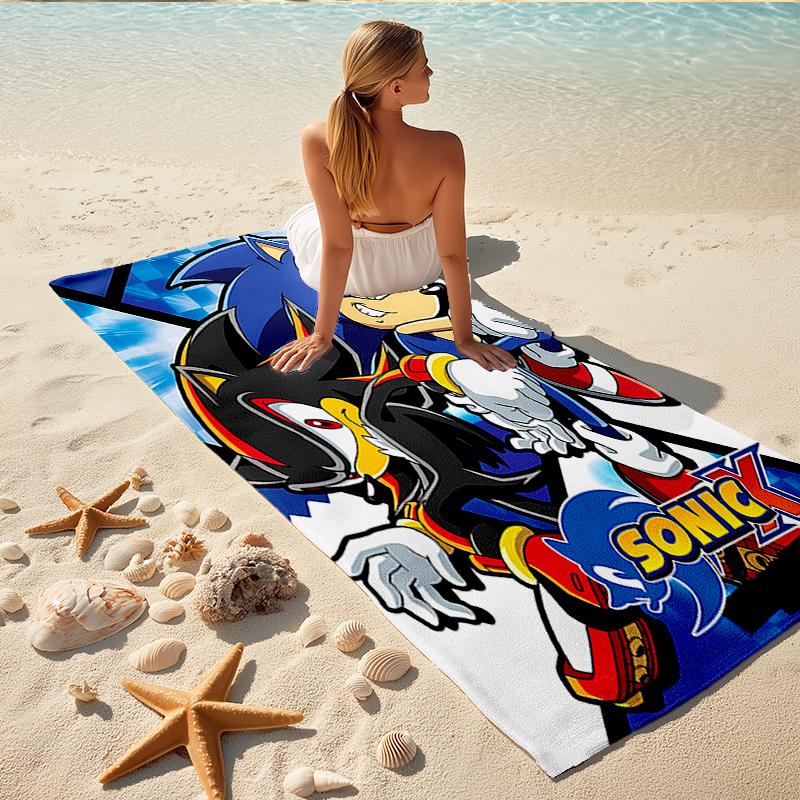 1Pc Sonic X Adventure Beach Towel Quick Dry Multiuse For Beach Pool Gym Yoga Home Travel Christmas Halloween Xmas Gift N1305