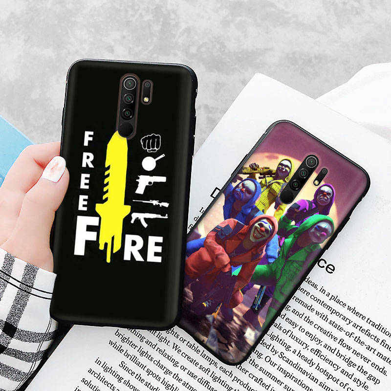 Черный чехол для Xiaomi Redmi 13C Note 9 iPhone XR 7 8 14 15 11 12 13 X XS Pro Max Samsung A25 S23 S24 FE Ultra Plus Free Fire Game