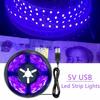 UV LED Strip Light 2835 SMD Purple Flexible Ribbon 395-405nm Ultraviolet Black Light Strip for Halloween Fluorescence Dark Party