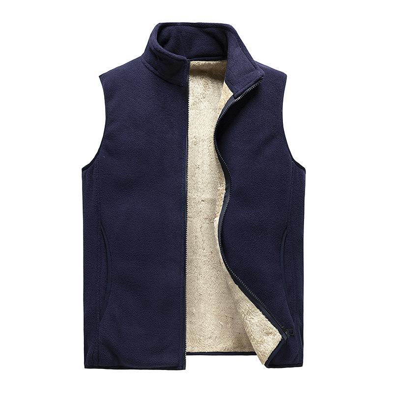 Autumn And Winter Plus Velvet Vest Men 'S Solid Color Waistcoat Jacket Men 'S Plus Size Lamb Velvet Vest