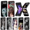 Чехол с милым питбулем для собак для Samsung Galaxy Zflip Z Flip 3 5g Zflip3 Z Flip 4 Flip4 Zflip4 Flip3 Жесткий ПК, черная сумка