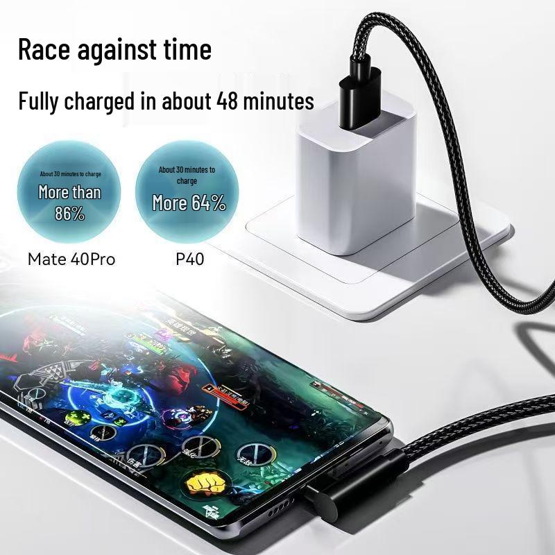 Сверхбыстрый зарядный кабель 120 Вт для Huawei, Honor, Vivo, Oppo, Android, Apple - Совместим с Type-C