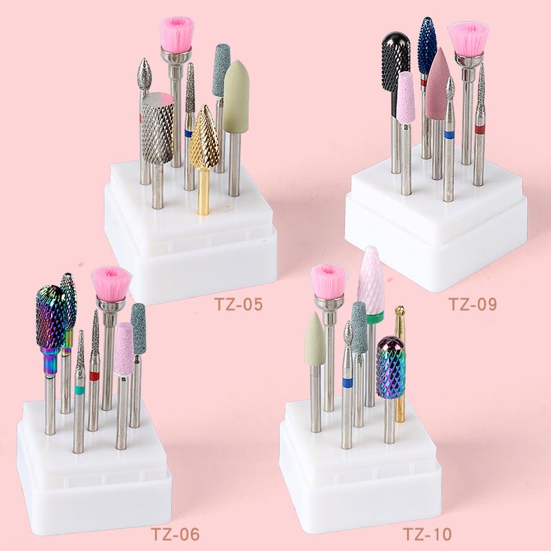 7PCS Ceramic Diamond Nail Drill Bits Set Milling Cutter Manicure Ceramic Tungsten Set 2.35mm