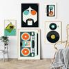 Fashion Music Cd Broadcaster Poster and Print Modular Canvas Painting Retro Wall Art Picture for Kids Room Home Decor No Frame