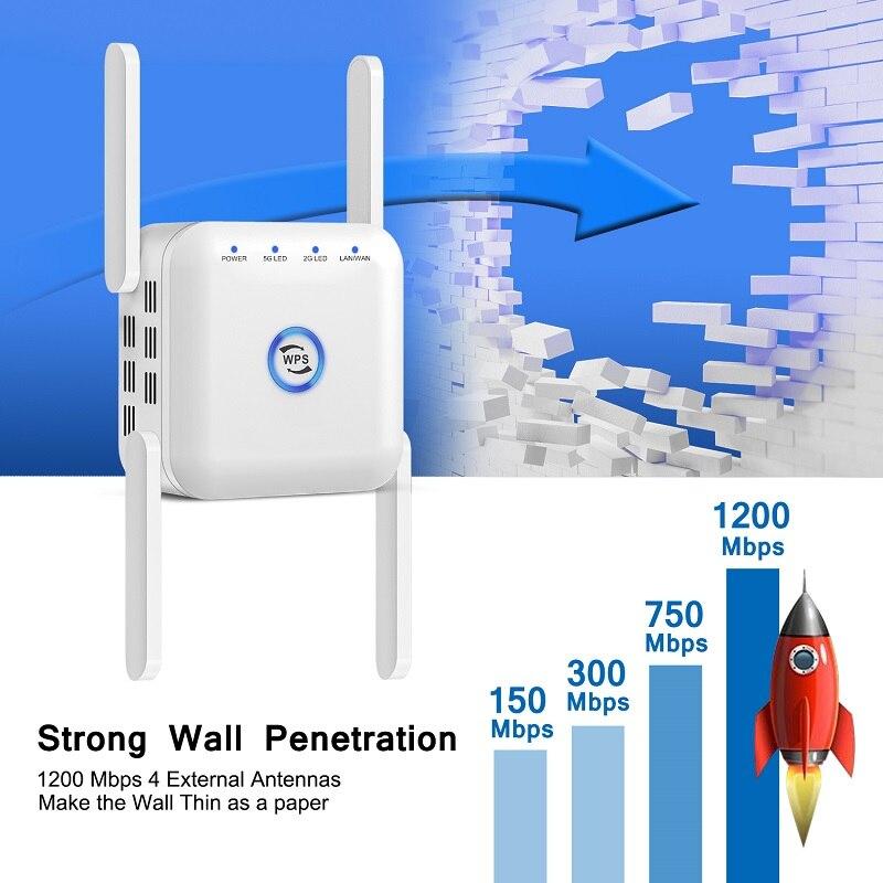 5G Wireless Wifi Repeater 1200mbps Wifi Amplifier Signal Network Extender Long Range 5Ghz Booster