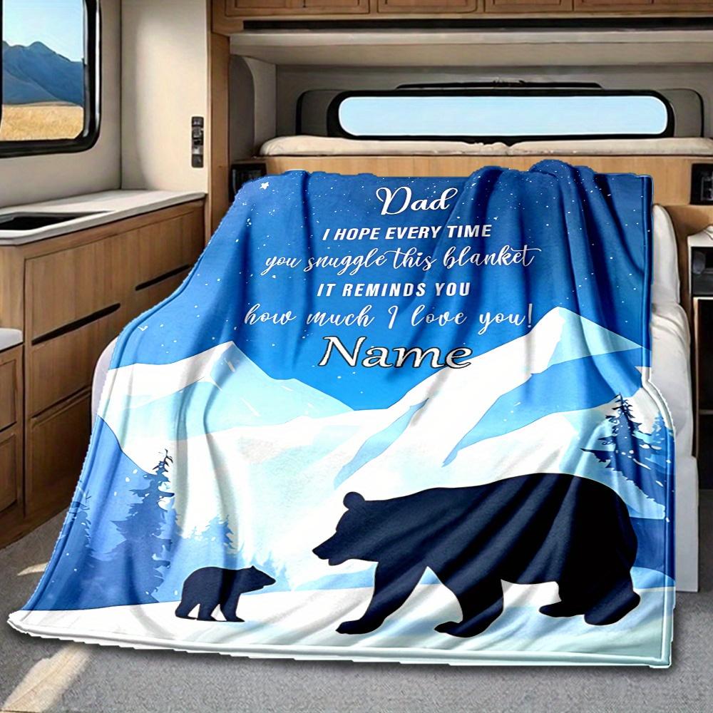 Super Dad Happy Father'S Day Blanket Personalized Name Soft Comfortable Stylish Blanket Car Blanket Perfect For Travel Camping Outdoor Home Suitable
