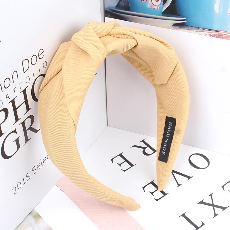 Новые модные завязанные повязки на голову для женщин, однотонные тканевые повязки для волос для девочек, широкая повязка для волос, мягкий обруч для волос, аксессуары для волос