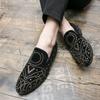 Black Rhinestone Men Dress Shoes Velvet Crystal Luxury Moccasins Men's Loafers Office Business Man Footwear Zapatillas Hombre